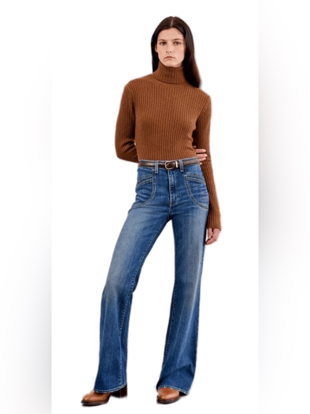 Nili Lotan Lauren Cashmere Wool Ribbed Turtleneck Sweater Chestnut XS NWT